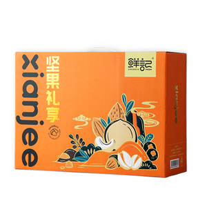 鲜记坚果礼享1.232kg/提春节随手礼纸皮核桃158g 小白杏核108g 蟹黄味瓜子仁200g 多味花生128g 牛肉味兰花豆138g 新疆灰枣200g 蒜香豌豆200g 三色葡萄干100g